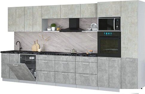 Готовая кухня Интерлиния Мила Лайт 4.0-ПМ1 (бетон лайт/бетон/кастилло темный)