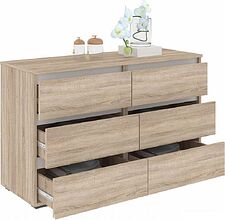 Комод Кортекс-мебель Бари 120 6ш (дуб сонома/дуб сонома/белый)