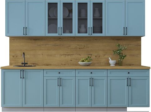 Готовая кухня Интерлиния Тренд 2.8А (океан/океан/дуб бунратти)