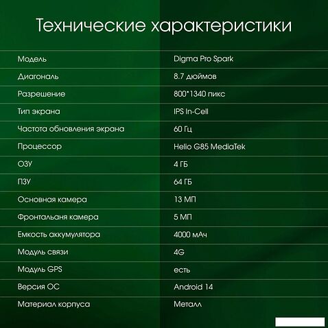 Планшет Digma Pro Spark 4G 4GB/64GB (темно-серый)