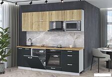 Готовая кухня Интерлиния Мила Лайт 2.4-ПМ2 (дуб золотой/антрацит/дуб бунратти)