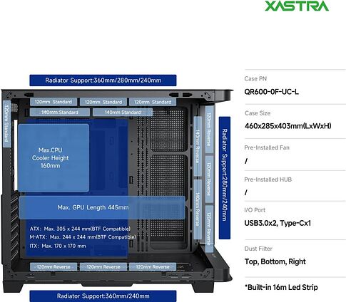 Корпус XASTRA QR600 0F-UC (черный)
