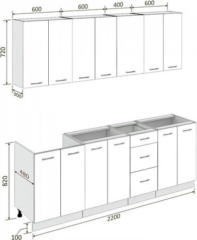 Кухня Кортекс-мебель Корнелия Лира 2.2 без столешницы (капучино/оникс)