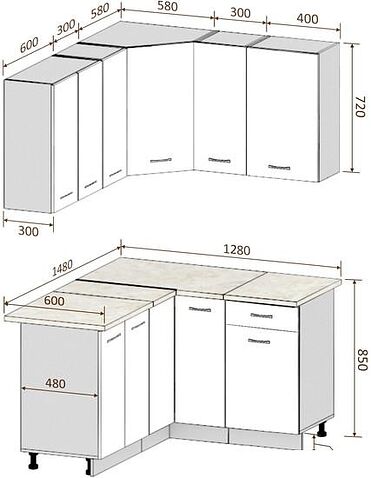 Готовая кухня Кортекс-мебель Корнелия Лира 1.5x1.3 (сирень/оникс/марсель)