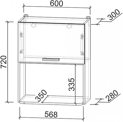 Шкаф навесной Интерлиния Компо ВШ60-720-1дг МП (белый платинум)