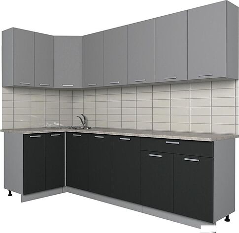 Угловая кухня Интерлиния Мила Лайт 1.2x2.6 (серебро/антрацит)