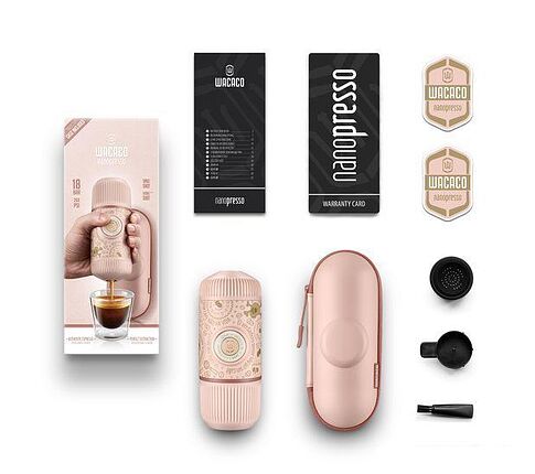 Ручная кофеварка WACACO Nanopresso Dark Soul Pink + Case