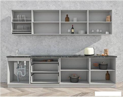 Кухня Интерлиния Мила Матте 2.9 А (белый/белый/кастилло темный)