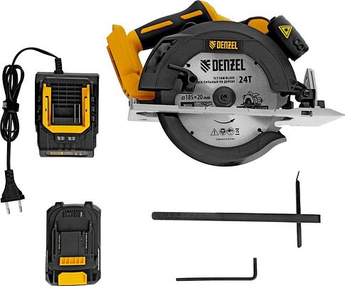 Дисковая (циркулярная) пила Denzel CCSH-BL-20-185 (с 1-им АКБ)