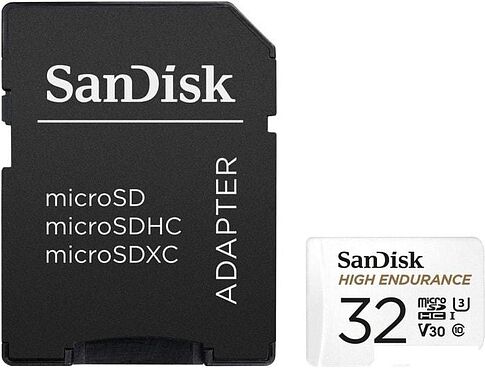 Карта памяти SanDisk High Endurance microSDHC SDSQQNR-032G-GN6IA 32GB (с адаптером)