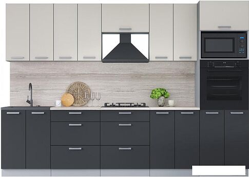 Готовая кухня Интерлиния Мила Лайт 3.0 ВТ (персидский жемчуг/антрацит)