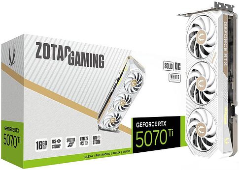 Видеокарта ZOTAC Gaming GeForce RTX 5070 Ti Solid Core OC White Edition ZT-B50710Q2-10P