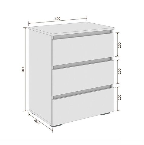 Комод Кортекс-мебель Бари 60 3ш (орех элия/орех элия/белый)