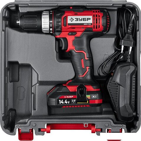 Дрель-шуруповерт Зубр Мастер ДШЛ-145-21 (с 1-м АКБ, кейс)