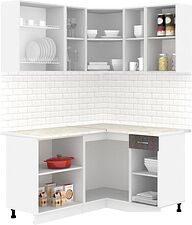 Готовая кухня Кортекс-мебель Корнелия Лира 1.5x1.3 (белый/береза/королевский опал) Готовая кухня Кортекс-мебель Корнелия Лира 1.5x1.3 (белый/береза/королевский опал)
