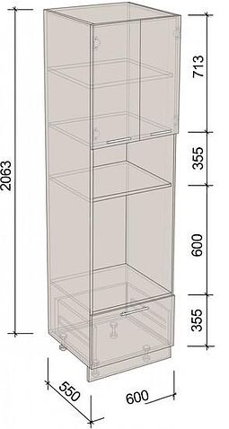 Шкаф-пенал Артём-Мебель 600мм СН-114.147 (ДСП бетон спаркс лайт/бетон спаркс)