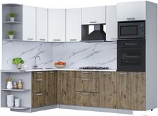 Готовая кухня Интерлиния Мила Лайт 1.68x2.6 левая (белый платинум/дуб веллингтон/белый гранит) Готовая кухня Интерлиния Мила Лайт 1.68x2.6 левая (белый платинум/дуб веллингтон/белый гранит)