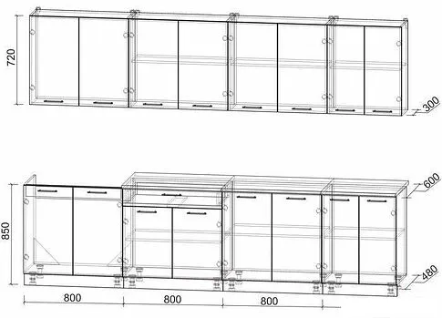 Кухня Интерлиния Мила Лайт 3.0 (серебро/антрацит)