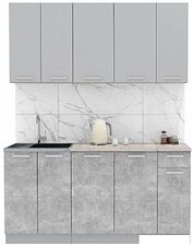 Готовая кухня Интерлиния Мила Лайт 1.7-60 (серебристый-бетон-бискайская сосна)