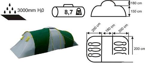 Кемпинговая палатка Acamper Nadir 6 (зеленый)