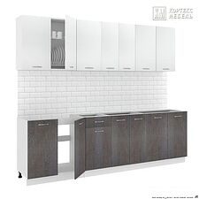Готовая кухня Кортекс-мебель Корнелия Лира-лайт 2.6м без столешницы (белый/береза) Готовая кухня Кортекс-мебель Корнелия Лира-лайт 2.6м без столешницы (белый/береза)