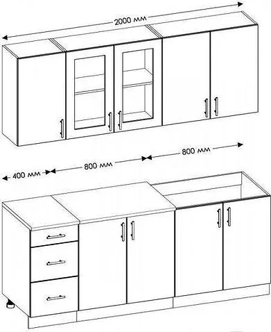 Кухня Senira Вяселка 2/1 2.0м + шкаф настенный В-083