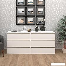 Комод Кортекс-мебель Бари 160 6ш (белый/белый/дуб сонома)