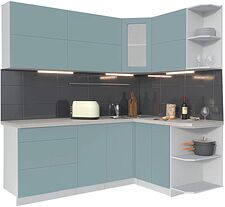 Готовая кухня Интерлиния Мила Матте 1.5x2.1 А правая (океан-океан-травертин серый) Готовая кухня Интерлиния Мила Матте 1.5x2.1 А правая (океан-океан-травертин серый)