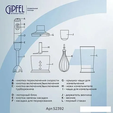 Портативный блендер Gipfel Chef 52392