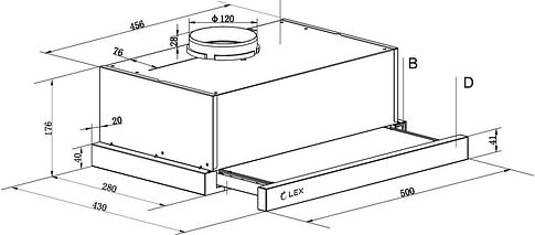 Кухонная вытяжка LEX HOGAN 500 (нержавеющая сталь)