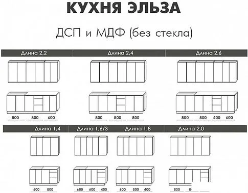 Готовая кухня Артём-Мебель Эльза СН-114 без стекла ДСП 2.0м (дуб крафт белый/дуб крафт табачный)