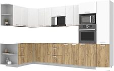 Готовая кухня Интерлиния Мила Лайт 1.68x3.4 левая без столешницы (белый платинум/дуб золотой) Готовая кухня Интерлиния Мила Лайт 1.68x3.4 левая без столешницы (белый платинум/дуб золотой)