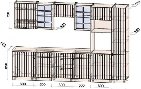Готовая кухня Интерлиния Берес 3.2В (дуб королевский/бискайская сосна)