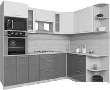 Готовая кухня Интерлиния Мила Gloss 1.68x2.4 правая (белый-асфальт)