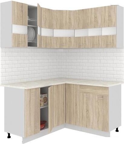 Угловая кухня Кортекс-мебель Корнелия Экстра 1.5x1.5м (дуб сонома/королевский опал)