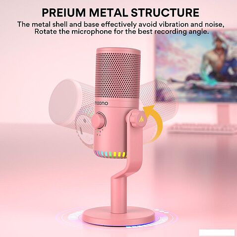 Проводной микрофон Maono DM30 (розовый)