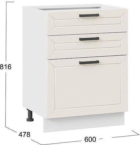 Шкаф напольный Трия Лорас 1Н6Я3 (белый/холст брюле)