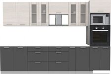 Готовая кухня Интерлиния Мила 3.2 ВТ без столешницы (вудлайн кремовый/антрацит)