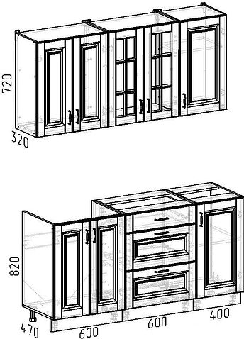 Готовая кухня Интермебель Бостон-2 1.6 без столешницы (ясень капучино софт)