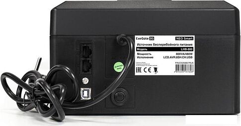 Источник бесперебойного питания ExeGate Neo Smart LHB-800.LCD.AVR.8SH.CH.USB EX293857RUS