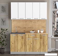 Готовая кухня Интерлиния Мила Лайт 1.5 (белый платинум/дуб золотой/дуб бунратти)