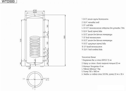 Бойлер косвенного нагрева Viena WTD 500
