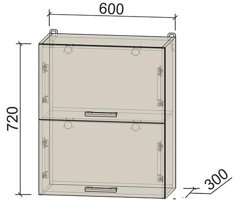 Шкаф навесной Интерлиния Компо ВШ60-720-2дг (бетон)