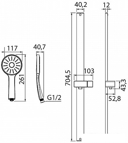 Душевой гарнитур IDDIS Slide SLI1FB0i16 (черный)