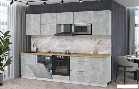 Готовая кухня Интерлиния Мила Лайт 2.9-ПМ2 (бетон/бетон/дуб бунратти)