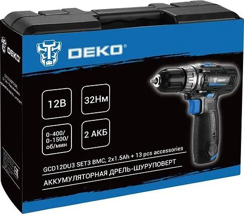 Дрель-шуруповерт Deko DKCD12V PRO 083-1007 (с 2-мя АКБ, кейс)