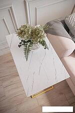 Приставной столик Калифорния мебель Агами Голд (белый мрамор)