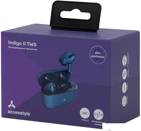 Наушники AccesStyle Indigo II TWS (темно-синий)