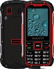 Кнопочный телефон Maxvi R2 up (черный/красный)