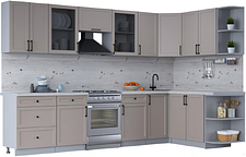 Готовая кухня Интерлиния Тренд 1.7x3.2 правая (луна/луна/бискайская сосна)